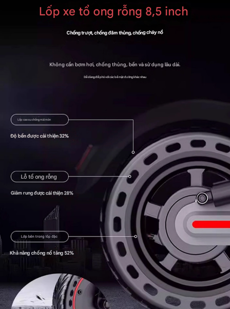 Lốp tổ ong rỗng chống nổ xe scooter